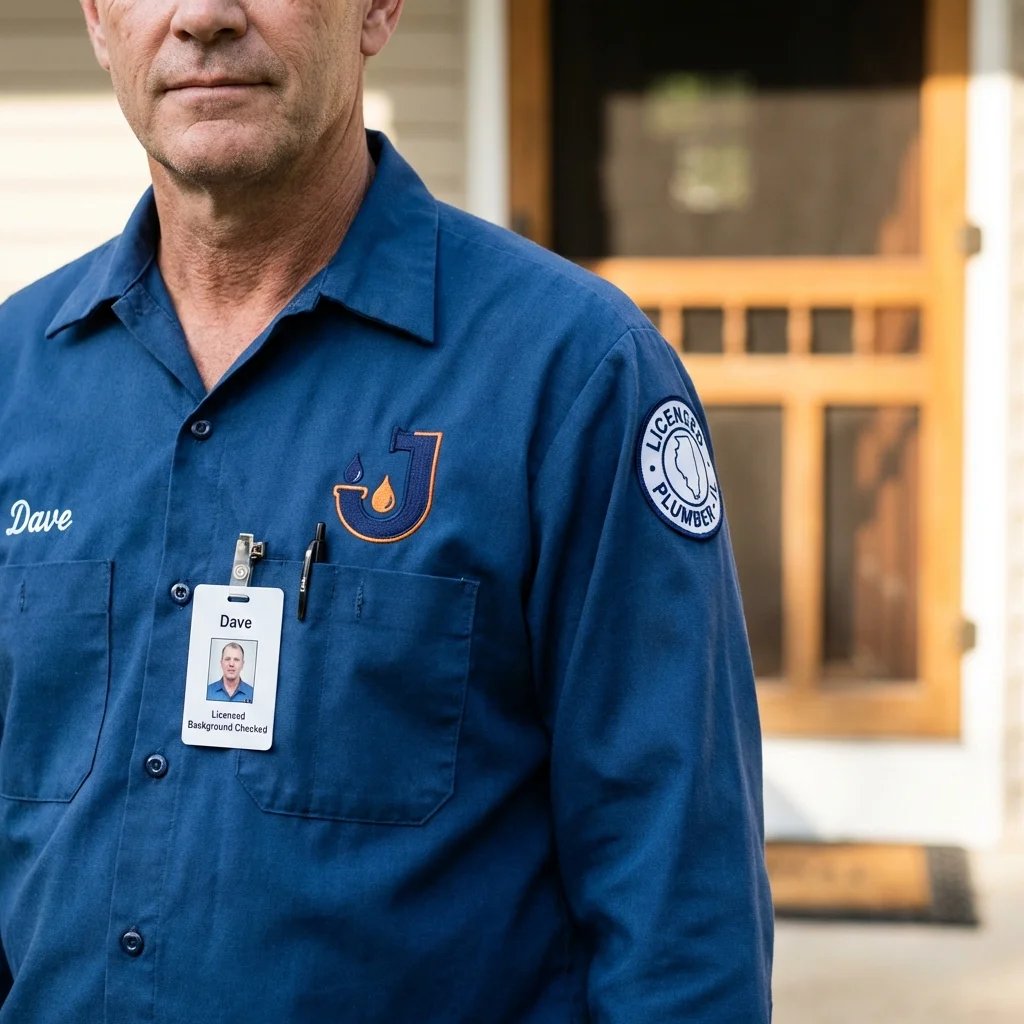 Licensed plumber showing ID badge in Tubac, AZ