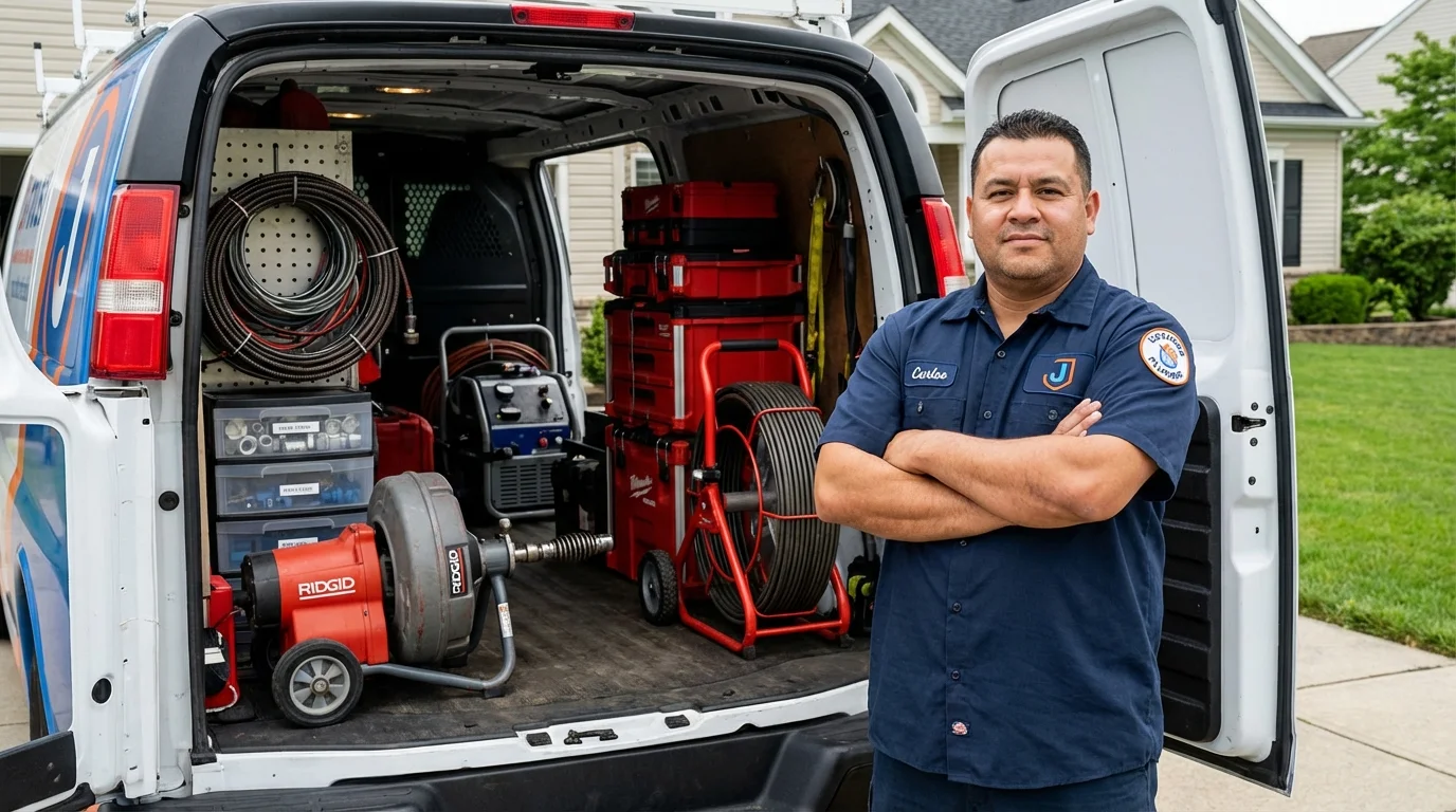 Professional drain cleaning equipment and Johns Plumbing LLC plumber in Tubac