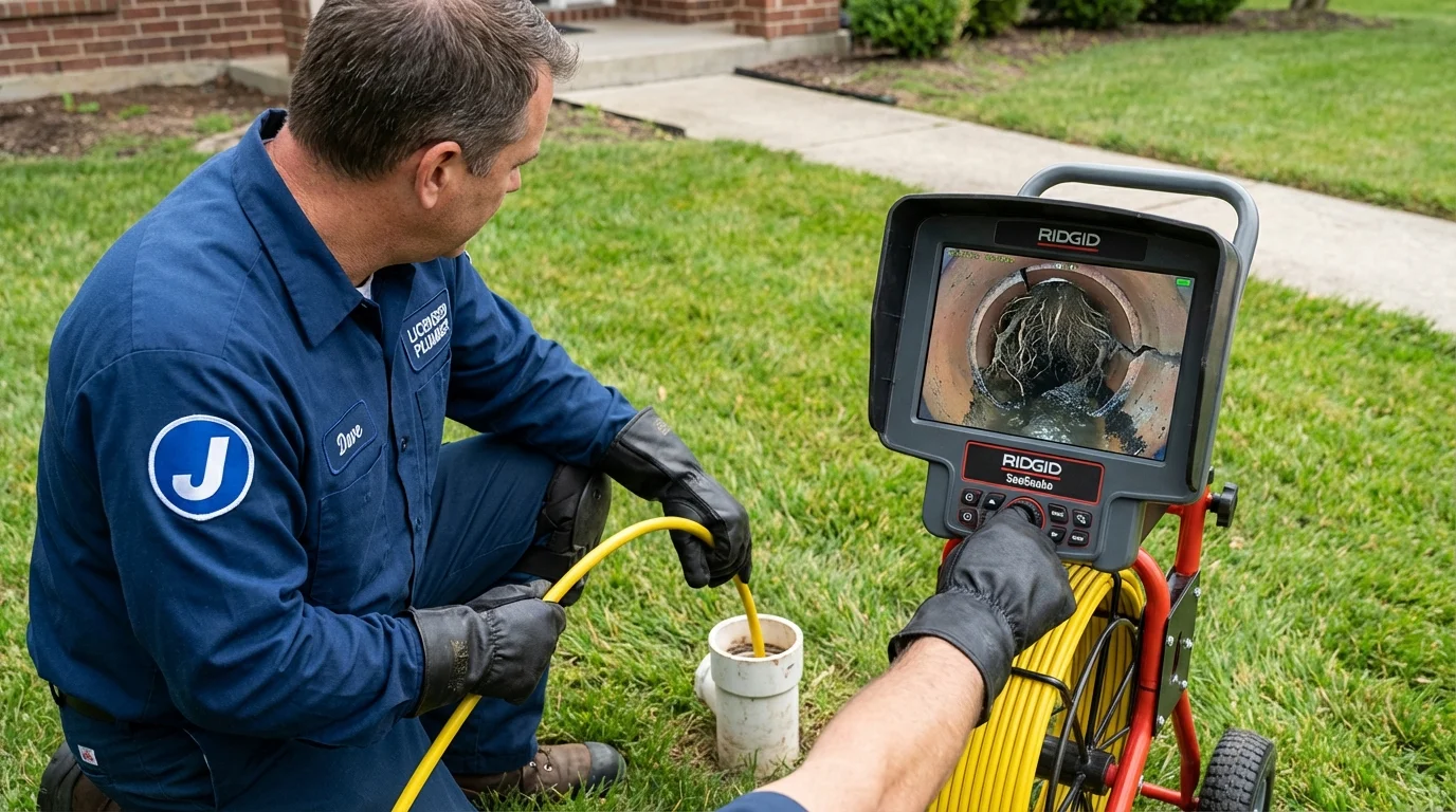 Sewer camera inspection being performed by Johns Plumbing LLC in Tubac
