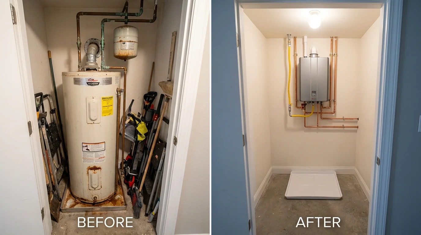 Tank water heater versus wall-mounted tankless unit comparison for Tubac, AZ homeowners